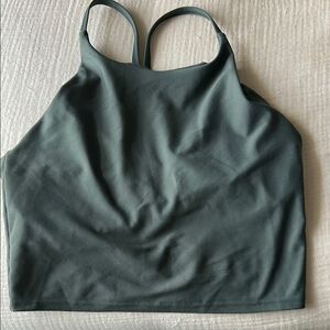 Dark Green Strappy Crop Workout Top